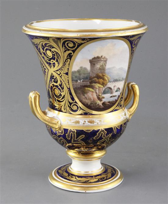 A Derby Campana shaped vase, c.1800, height 21.5cm